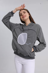 ALYC Pet Carrier Hoodie Cat Dog Pouch Holder Sweatshirt Large Pocket Pullover Shirt with Cat Ear for Women Dark Gray