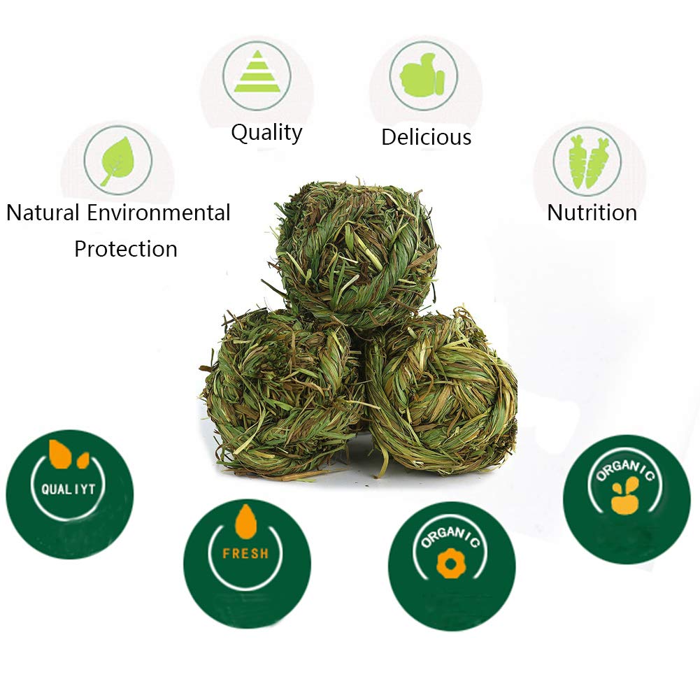 Hamiledyi Rabbit Chew Ball Timothy Grass Grinding Small Animal Activity Play Chew Toys for Bunny Rabbits Hamster Guinea Pigs Gerbils