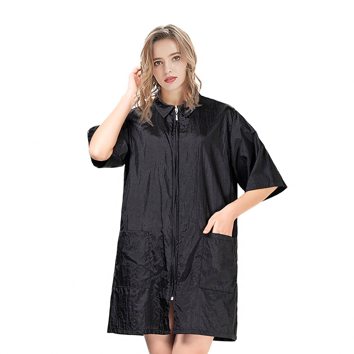 TopTie Hair Grooming Smock Jacket, Haircut Cape Apron Vest for Dog Groomers Nail SPA Salon-Black-XL