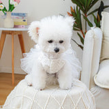 Furbabycare Autumn Winter Fashion Sweet Puppy Dog Blingbling Princess Skirt Dress for Small, Extra Small Dogs - White, Floral, Polyester Blend, XS (Chest:11.0" Body Length:7.0")