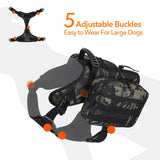 GooCare x Jumahe Dog Hiking Backpack for Large/Giant Dogs – 2 Spacious Side Bags, Breathable Waterproof Fabric, Fits Chest 30"-40" (85-120 lbs), 5 Adjustable Buckles, Outdoor Travel Vest, Black