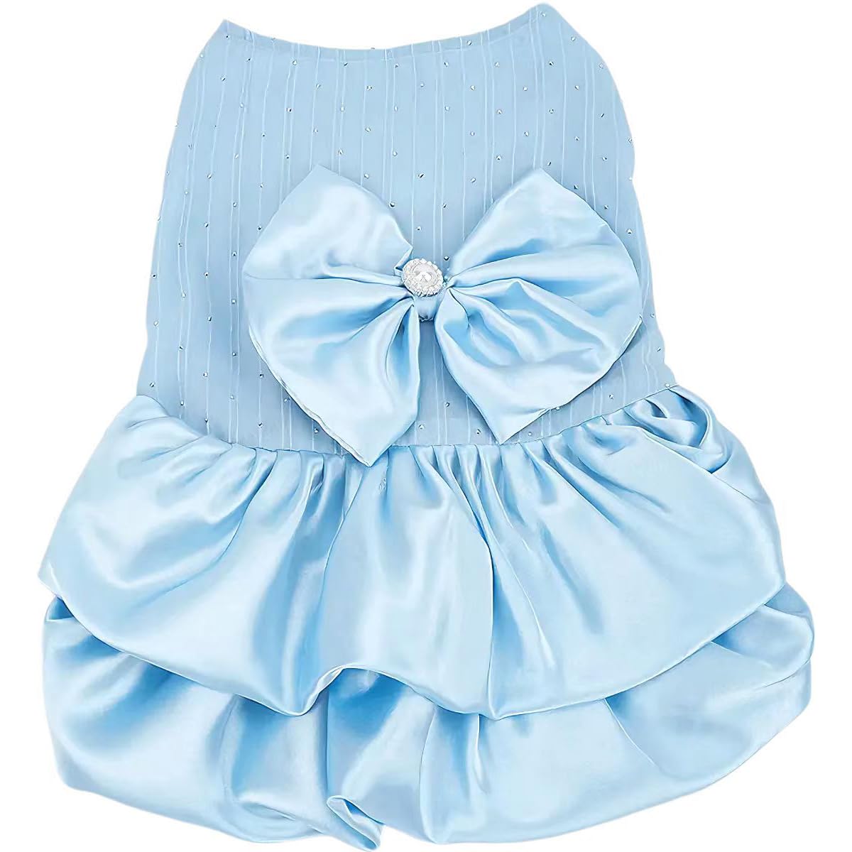 PawPleasure Dog Dress Pet Wedding Dress Princess Puppy Birthday Party Outfit Formal Apparel Girl for Small Medium Dogs Cats (Light Blue, Large)