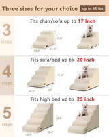 Aodisman Dog Stairs for Small Dogs,3 Step Dog Ramp for Couch and Bed,Pet Stairs with Non-Slip Bottom for Old Cats,Indoor Pet Steps,Comfort,Durable,15.4" H