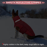BRKURLEG Dog Winter Coat with Harness Built in, Warm Jacket for Small Medium and Large Dogs, Windproof Turtleneck Fleece Dogs Snowsuit with Hook & Loop, Reflective Christmas Dog Jacket, Red M