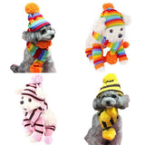 POPETPOP Towel Set Knitted Winter Dog Scarf Hat Set - Winter Warm Caps Neck Warmer Dog Costumes Knitted Scarf Hat Leg Warmers Striped Leggings for Small Dogs Puppy Towel s