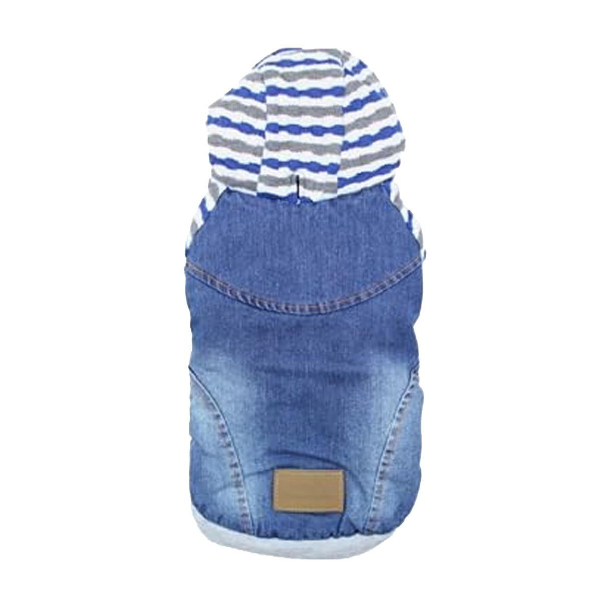 Parisian Pet Basic Dog Hoodie - Lightweight Denim Striped Sweatshirt with Leash Hole and Pockets - Blue Cotton Clothes for Medium Dogs - M