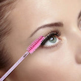 100PCS Eyelash Mascara Brushes, Disposable Lash Spoolies, Crystal Mascara Wands Makeup Kits for Eyelash Extensions and Eyebrow (Pink)