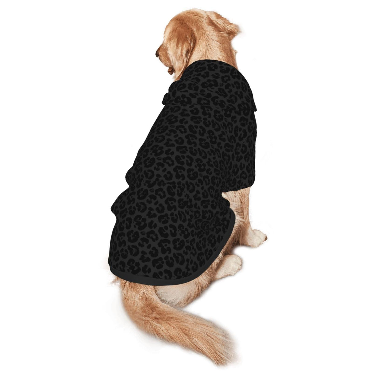 Dog Hoodie Dog Sweater Hooded Cold Weather Clothes Dog Sweatshirt Dark Gray Black Leopard Cheetah Print Outfits for Small Medium Large Dogs