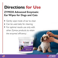 Load image into Gallery viewer, Zymox Advanced Enzymatic Ear Wipes for Dogs and Cats - for Dirty, Waxy, Smelly Ears - Premium Strength Ear Cleaner Wipes - Non-Irritating - Hypoallergenic - 100 ct
