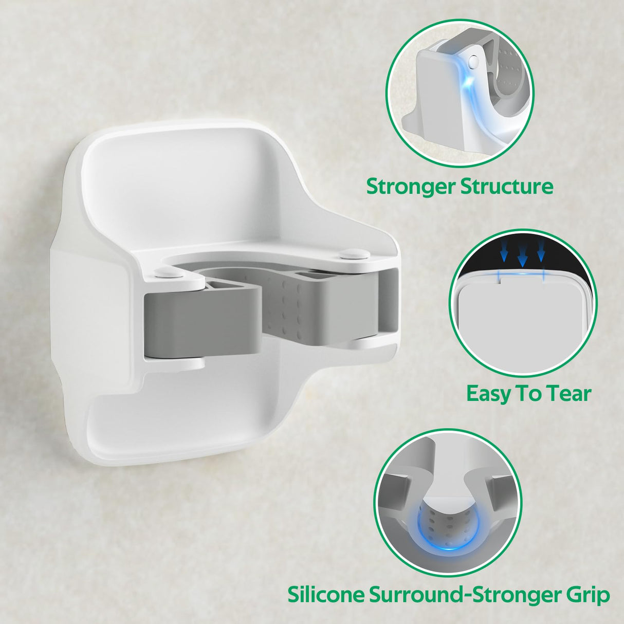 reliahom 3 Pack Broom Holder Wall Mount Mop Grippers No Drilling Self Adhesive Anti-Slip Mop Handle Hanger Dustpan and Broom Organizer Garage Storage Racks-White