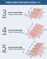 Vfrog Dog Stairs for Small Dogs,17.5" H,4-Step Dog Steps Ramp for Bed and Couch with High Density Foam,Non-Slip Pet Steps for Dogs and Cats,Pet Stairs with a Washable Cover,Pink