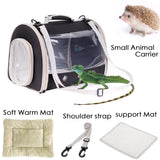 Bearded Dragon Travel Carrier Backpack,Lizard Backpack Carrier,Space Capsule Clear Bubble Window Astronaut Reptile Carrier Backpack for Guinea Pig,Sugar Glider,Bunny (Black, TPU Carrier+MAT)