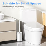 Toilet Bowl Brush Holder Set: Curved Design with Holder for Deep Cleaning Under Rim - Compact Hidden Scrubber for Small Space - Modern RV Bathroom Accessories - White 1 Pack
