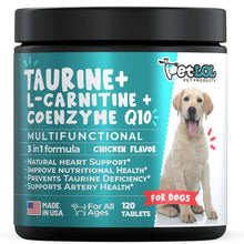 Load image into Gallery viewer, PET LOL Taurine Supplement for Dogs with L-Carnitine and Coenzyme Q10 (CoQ10): Vet Endorsed for Enlarged Heart (DCM), Congestive Heart Failure, Taurine Deficiency: 3-in-1 | Dog Supplements- 120ct
