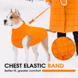 LeleTail Large Dog Winter Coat with Back Zipper & Detachable Scarf, Waterproof Warm Dog Snow Jacket, Dogs Puffer Vest for Golden Retriever, German Shepherd, Orange 2XL