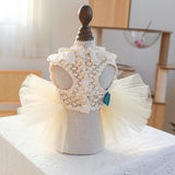 Dog Dress for Small Dog Girl Puppy Princess Tutu Dress Flower Decoration Cat Apparel Chihuahua Yorkie Clothes for Birthday Wedding Dress Lace Collar Dog Dress Dog Shirt Outfit Apparel Flower Large