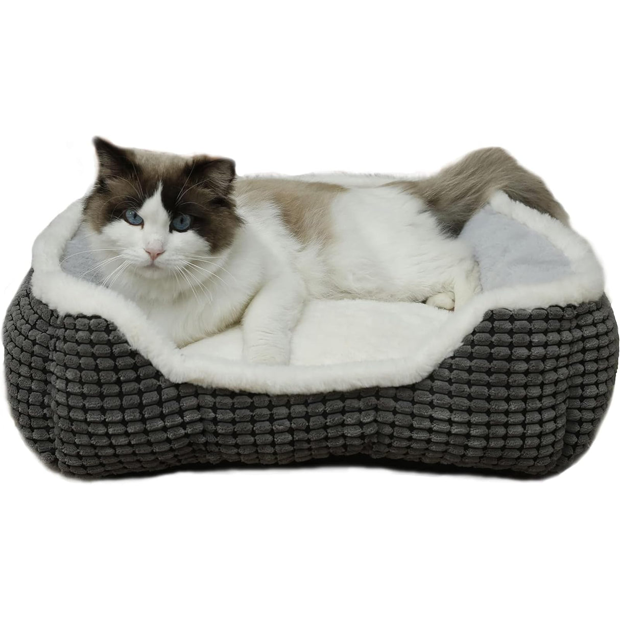Luxury Square Grey Animal Bed - Super Soft, Washable, Anti-Slip & Water-Resistant, Suitable for Medium Size Dogs & Indoor Cats