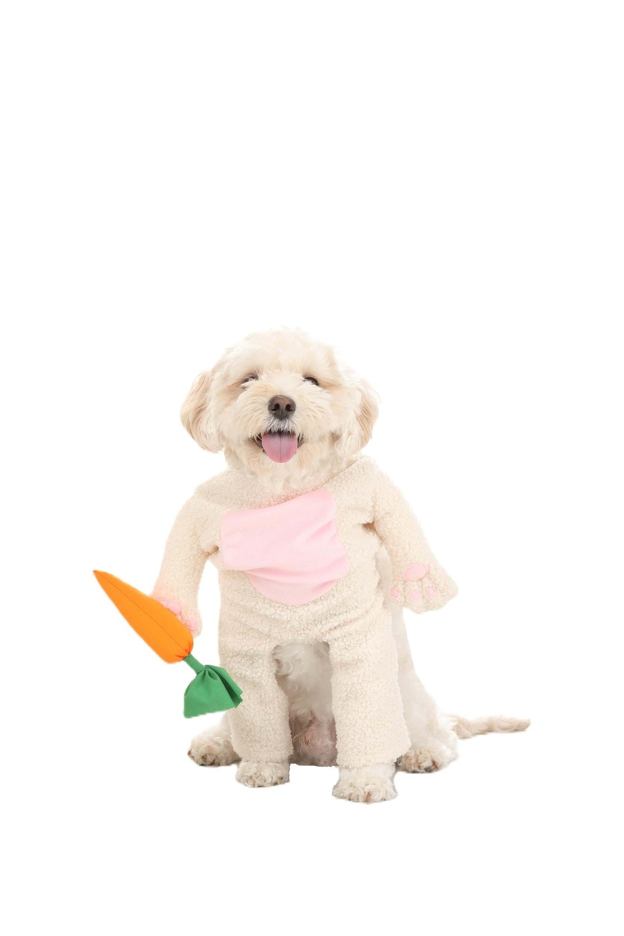 Fun Costumes Easter Bunny Dog Costume | Plush Rabbit Bodysuit & Headpiece | Pet Outfit with Carrot Accessory - Medium, White, Pink, Orange