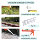 PANGCH Bird Spikes for Pigeons Small Birds,Stainless Steel Bird Spikes -No More Bird Nests & Poop-Disassembled Spikes 185 Strips 200.29 Feet Coverage