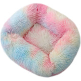 La La Pet® Donut Dog Cat Bed Cozy Cave Pet Bed Burrow Dog Bed Calming Cuddler Self-Warming Pet Bed Soft Plush Pet Cushion Improved Sleep for Cats Small Medium Dogs Rainbow L