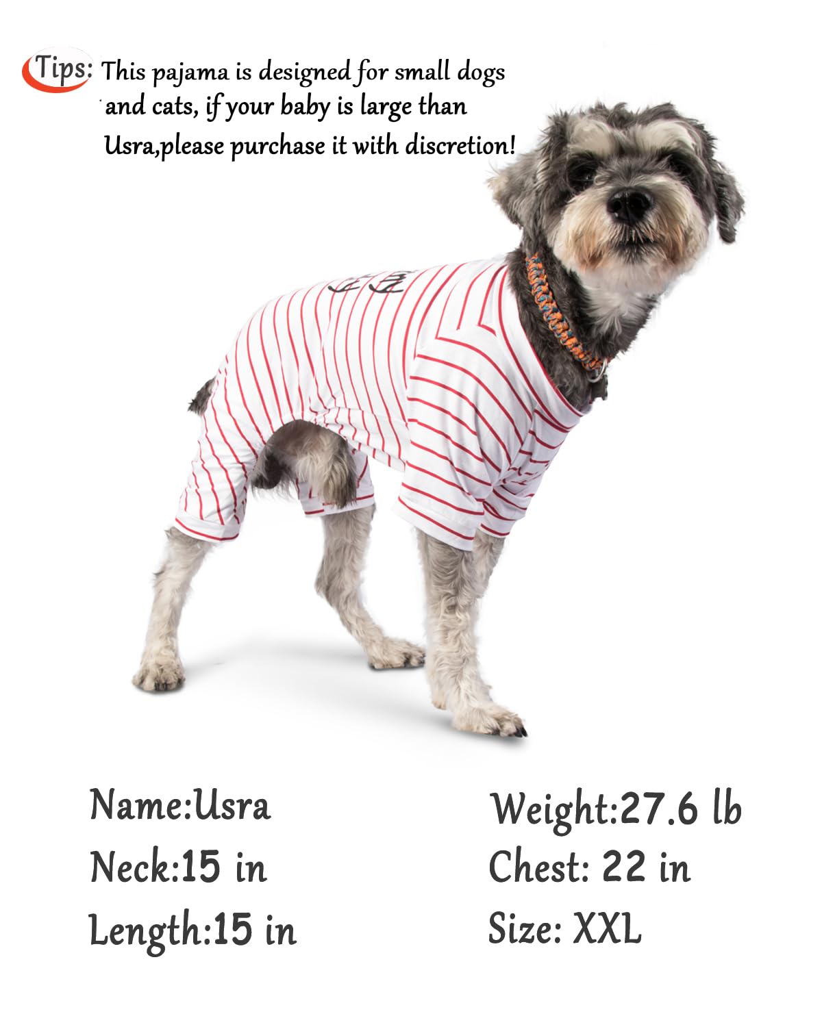 2-Pack Cotton Dog Pajamas Lightweight Dog Onesies for Small Medium Dogs and Cats Puppy Body Suits Cute Baby Dog Jumpsuit I Love My Mommy/Daddy Printed Pet Clothes, Grey Stars/Red Stripes, M