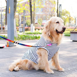 ANIAC Summer Dog Shirt for Medium Dog Girl Boy Cotton Striped Dog T-Shirt White Basic Tank Top Sleeveless Doggy Vest Cooling Pet Clothes for Dogs (White, 4XL (33-44 lbs))