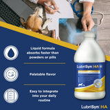 LubriSynHA Hyaluronic Acid with MSM Hip & Joint Care Supplement for Dogs, Cats & Horses – Liquid Oral HA for Pets – Joint Support Promotes Mobility, Flexibility, Cartilage Health & Comfort – 64oz