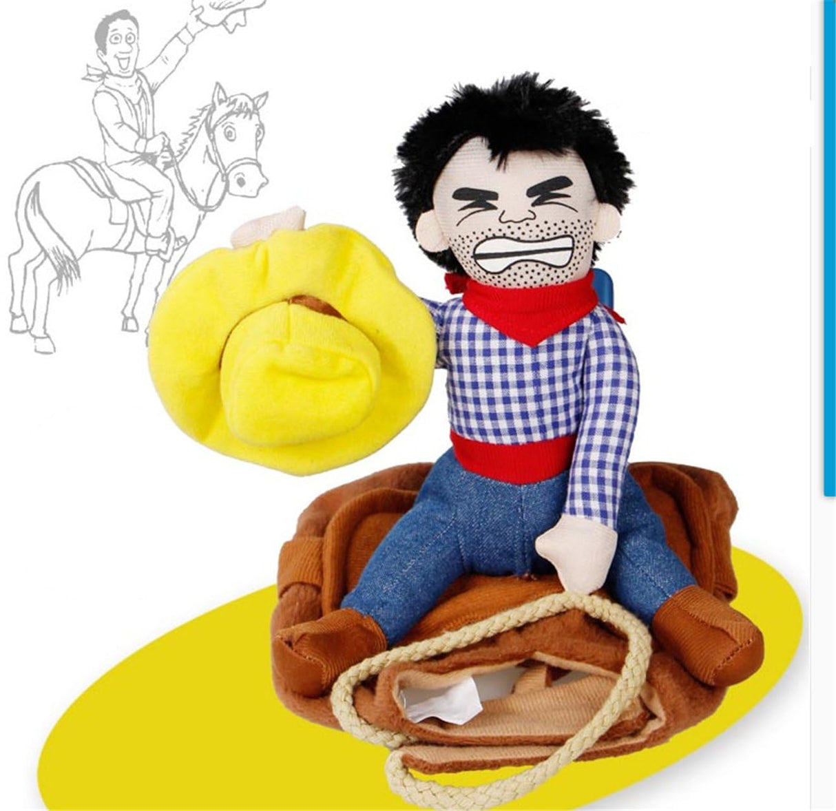 Cowboy Rider Dog Costume Waving Hat - Funny Dog Halloween Costumes with Doll and Hat, Adjustable Knight Style Costume for Labs, German Shepherds, and Golden Retrievers, and More (L)