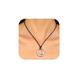 PLOUTOS Statement Modern Geometric Hollow Square Pendant Rope Chain Necklace for Women Bold Fashion Layering Collarbone Jewelry Party Wear Accessory (Silver A)