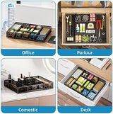 Marbrasse Expandable Desk Drawer Organizer, Mesh Drawer Organizer Tray with 10 Adjustable Compartments, Desk Organizers and Accessories, 5 Dividers Drawer for Office Supplies, Makeup & Vanity (Black)