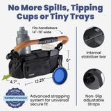 rubyloo Dog Stroller Caddy Organizer with Poop Bag Dispenser, Treat Pocket, Water Bowl – Dog Stroller Accessories with Insulated Cup Holders, Pet Storage & Non-Slip Fit for 14"-19" Wide Handlebars