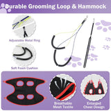 AGESISI Dog Grooming Arm with Clamp, Heavy Duty Pet Grooming Table Arm with Grooming Hammock, Loop Noose & Two No-Sit Haunch Holder, 36" Height Adjustable for Medium & Small Pets, Black