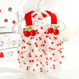 AZA Dog Princess Dresses for Small Dogs Clothes Cherry Costume Pet Suspenders Girl Cat Cute Lace Coat Floral Outfits Summer Costumes (L,Cherry)