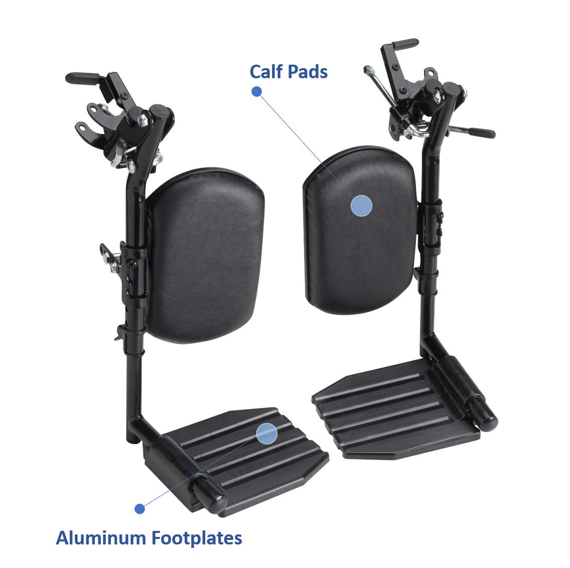 Invacare Wheelchair Legrests, Elevating, Aluminum Footplates, Padded Calf Pads, 1 Pair, T94HAP, Black