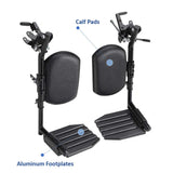 Invacare Wheelchair Legrests, Elevating, Aluminum Footplates, Padded Calf Pads, 1 Pair, T94HAP, Black