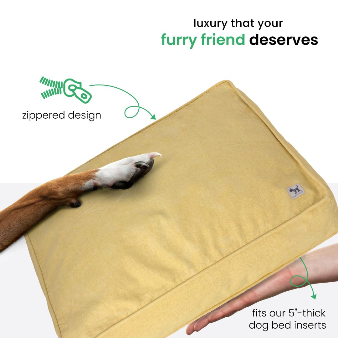 Molly Mutt Elysium Dog Bed Duvet Cover, GOTS-Certified 100% Cotton Canvas Cover for Dog, Puppy, or Cat Bed, Durable, Washable, and Free of Harmful Chemicals, Small, 22"x27"x5", Yellow