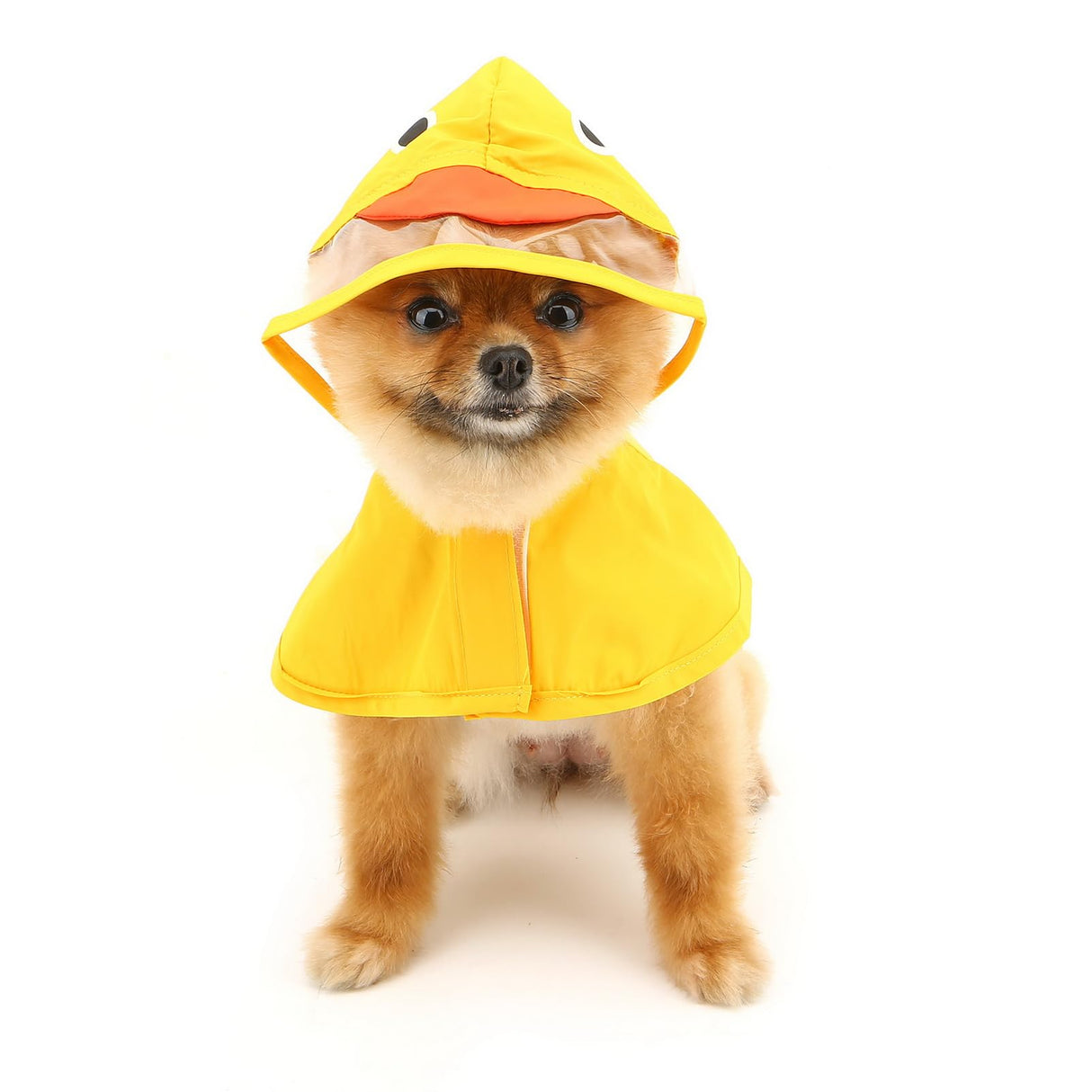 SMALLLEE_LUCKY_STORE Cute Duck Dog Raincoat with Clear Hood and Harness Hole Adjustable Waterproof Rain Jacket for Small Medium Large Dogs Boy Girl Reflective Pet Poncho, Yellow, XL