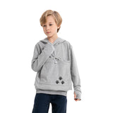 Boys Girls Cat Pouch Hoodie - Kitten Puppy Carrier Holder Sweatshirt Long Sleeve Cat Ear Pullover Tops Grey