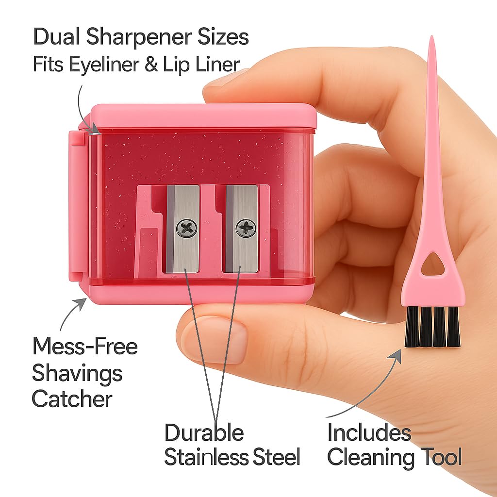 Eyeliner Pencil Sharpener for Eyes and Lip Liner Makeup Large Brow Pencils Small Angled Wing Tip Real Beginners Techniques Eye Shadow Lines Gel Eyebrow Pomade Black Liquid Waterproof Stencil