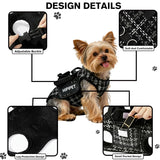 Dog Lift Harness Dog Carrier Adjustable Breathable Vest Straps for Small Medium Pet Treat Bag Fashion Outdoor Hiking (Black XL 19-25lb)