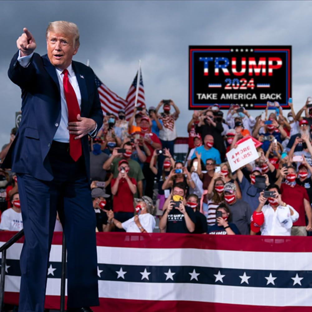 2Pack Trump 2024 Flags 3x5 Outdoor Made in USA-Double Sided 3 Ply Heavy Duty Take America Back with 4 Pcs Trump 2024 Sticker,Trump 2024 Flags Banner for Outside with 2 Brass Grommets UV protection Fade Resistant for Indoor Outdoor…