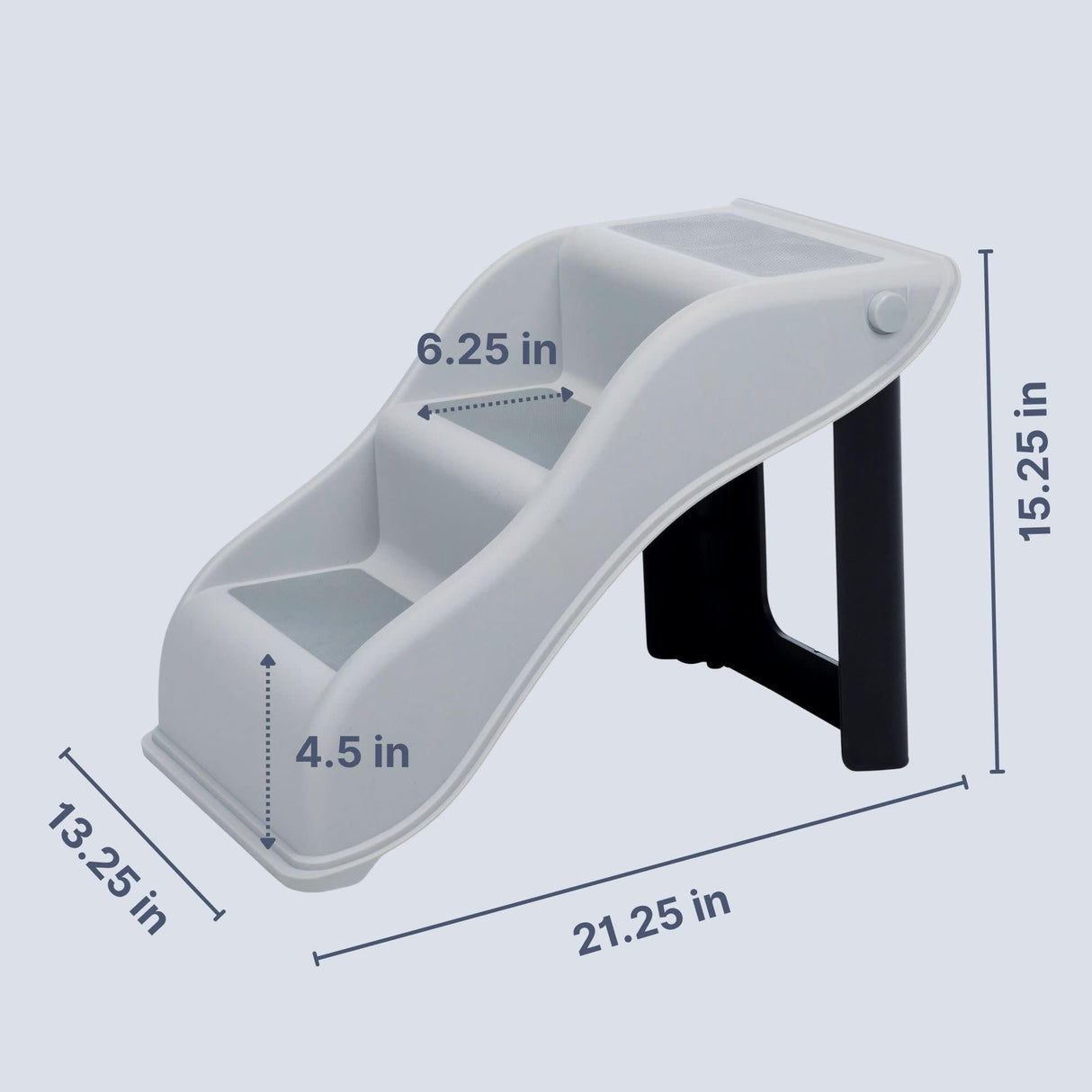 Trixie Lightweight Pet Stairs with Non-Slip Rubber Treads - 3 Step Stairs for Dogs and Cats to Reach Beds and Couches - Foldable and Easy to Store - Light Gray