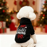 EXPAWLORER Dog Christmas Hoodie - Dog Christmas Sweater Xmas Sweatshirt with Santa Hat Print, Warm Fleece Lined Holiday Pet Outfit with Leash Hole, Cozy Soft Pet Clothes Coat for Large Dogs, 2XL