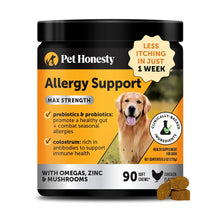 Load image into Gallery viewer, Dog Allergy + Itch Relief Max Strength Chews – Probiotic Supplement for Dogs with Colostrum, Omega Fatty Acids – Supports Seasonal Allergy Relief, Healthy Skin, Coat &amp; Immune System (Chicken, 90ct)
