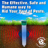 4 Pack Sonic Mole Chaser - Battery Operated Pest Repeller Stake, Scares Away Moles, Voles, Gophers and Rats by Reusable Revolution (Metal & Green)