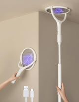 Rotating Head Rechargeable Fly Swatter Electric Fly Swatter Racket Bug Zapper Racket Indoor Bug Zapper Indoor Fly Zapper Repellent Fruit Fly Trap Mosquito Zapper, with a Telescopic Extension