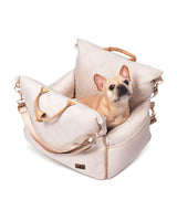 PET MARVEL Dog Car Seat for Small Dogs Up to 25 lbs, Pet Booster Seat & Travel Carrier with Safety Leash and Thick Cushion, Fully Detachable Washable Pet Bag with Storage Pocket, Portable, Beige