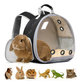 Bunny Carrier, Guinea Pig Carrier,Small Animal Carrier Backpack for Rabbit,Bearded Dragon, Lizard,Hamster,Kitten. Breathable Pet Travel Cage Bag Perfect for Vet Visits & Outdoor Adventures (Black)