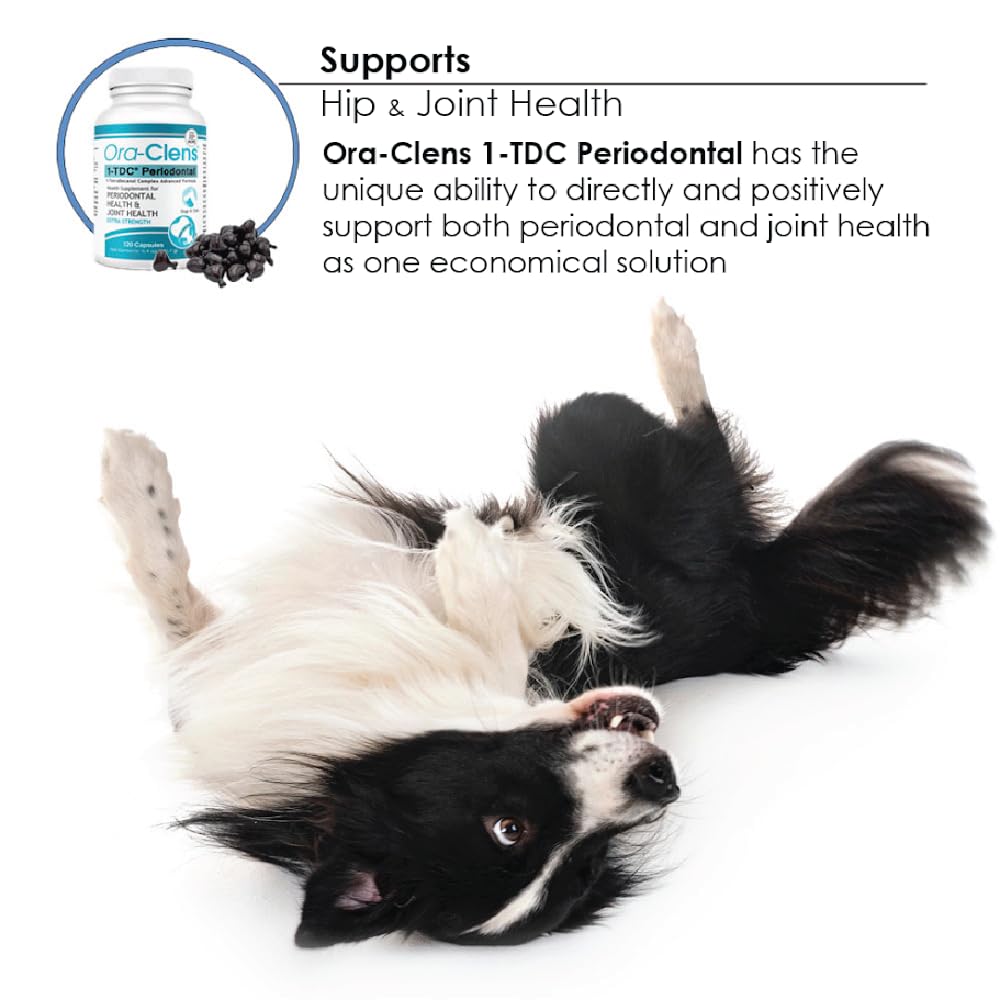 Ora-Clens 1-TDC Periodontal Supplement ES for Dog & Cat, Supports Oral, Hip & Joint Health, Muscle & Stamina Recovery, Skin & Coat Health, 120 Capsules