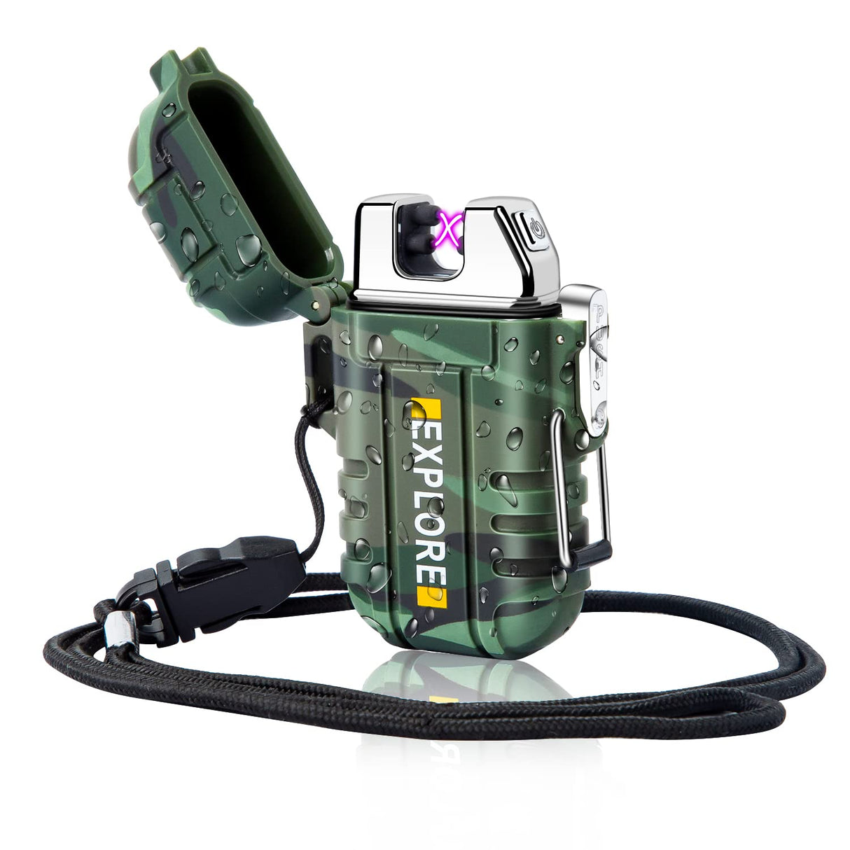 Electric Dual Arc Lighter USB Rechargeable Outdoor Windproof Flameless Plasma Lighters for Camping, Hiking, Waterproof Matches Survival Tactical Gear Fathers Day Dad Gifts Birthday Gifts for Men